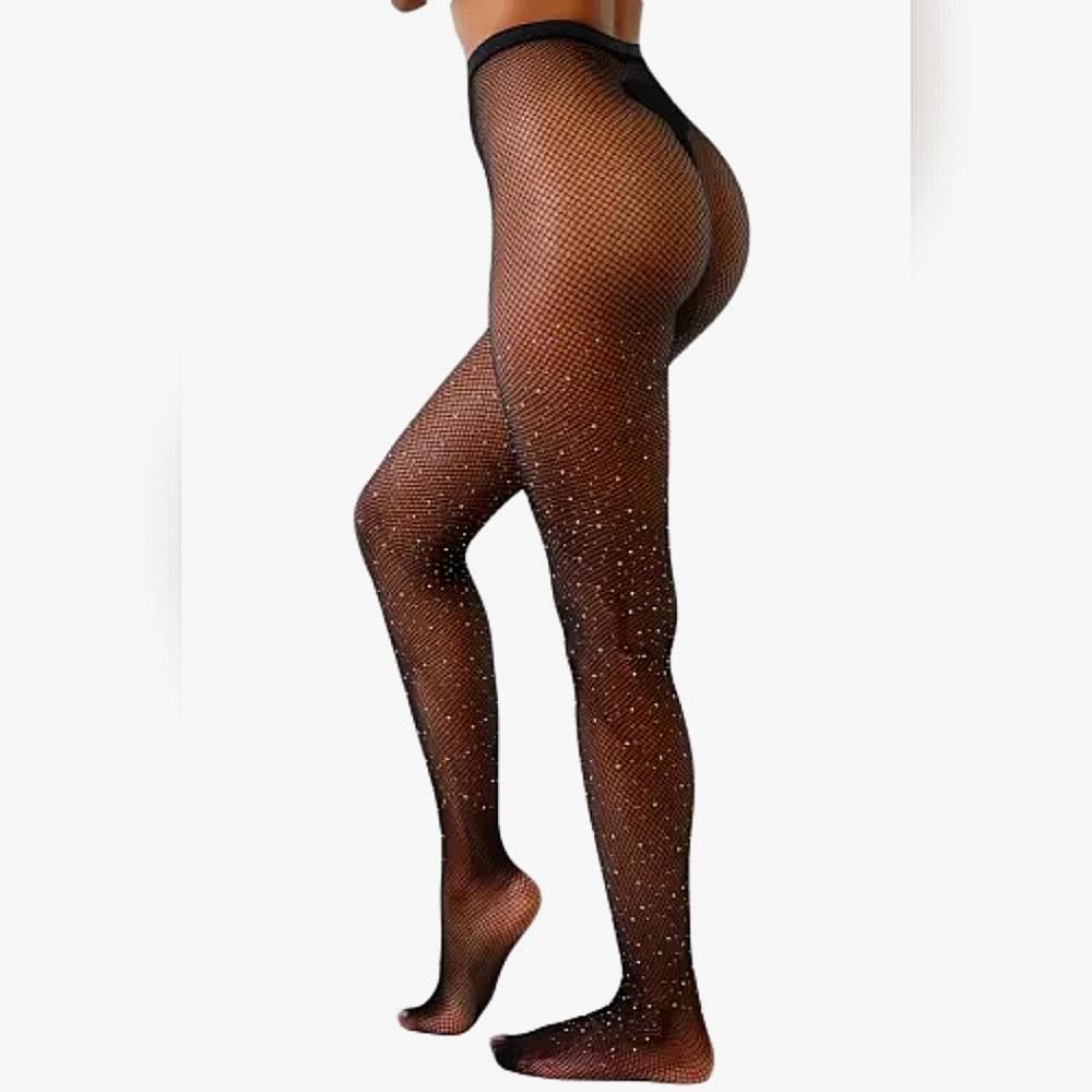 RESTOCKED! Sparkly Rhinestone Fishnet Tights